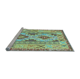 Sideview of Machine Washable Abstract Light Blue Contemporary Rug, wshcon2915lblu