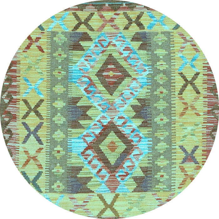 Round Abstract Light Blue Contemporary Rug, con2915lblu