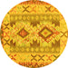 Round Abstract Yellow Contemporary Rug, con2915yw