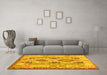 Machine Washable Abstract Yellow Contemporary Rug in a Living Room, wshcon2915yw