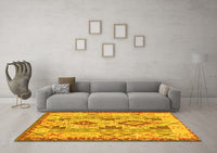 Machine Washable Abstract Yellow Contemporary Rug, wshcon2915yw