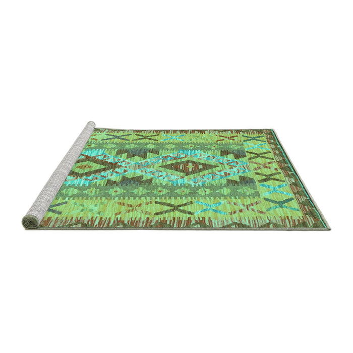 Sideview of Machine Washable Abstract Turquoise Contemporary Area Rugs, wshcon2915turq
