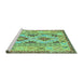 Sideview of Machine Washable Abstract Turquoise Contemporary Area Rugs, wshcon2915turq