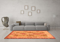 Machine Washable Abstract Orange Contemporary Rug, wshcon2915org
