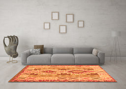 Machine Washable Abstract Orange Contemporary Area Rugs in a Living Room, wshcon2915org