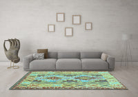 Machine Washable Abstract Light Blue Contemporary Rug, wshcon2915lblu