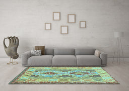 Machine Washable Abstract Light Blue Contemporary Rug in a Living Room, wshcon2915lblu
