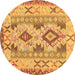 Round Abstract Brown Contemporary Rug, con2915brn