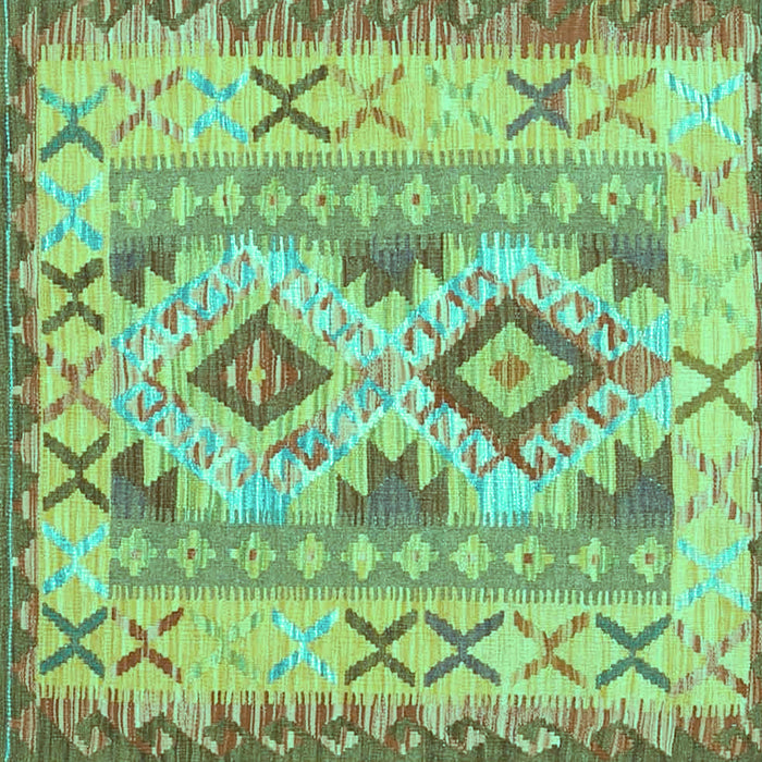 Square Machine Washable Abstract Turquoise Contemporary Area Rugs, wshcon2915turq