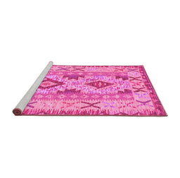 Sideview of Machine Washable Abstract Pink Contemporary Rug, wshcon2915pnk