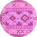 Round Machine Washable Abstract Purple Contemporary Area Rugs, wshcon2915pur