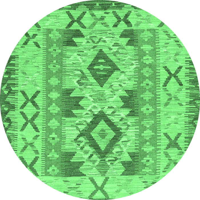 Round Abstract Emerald Green Contemporary Rug, con2915emgrn