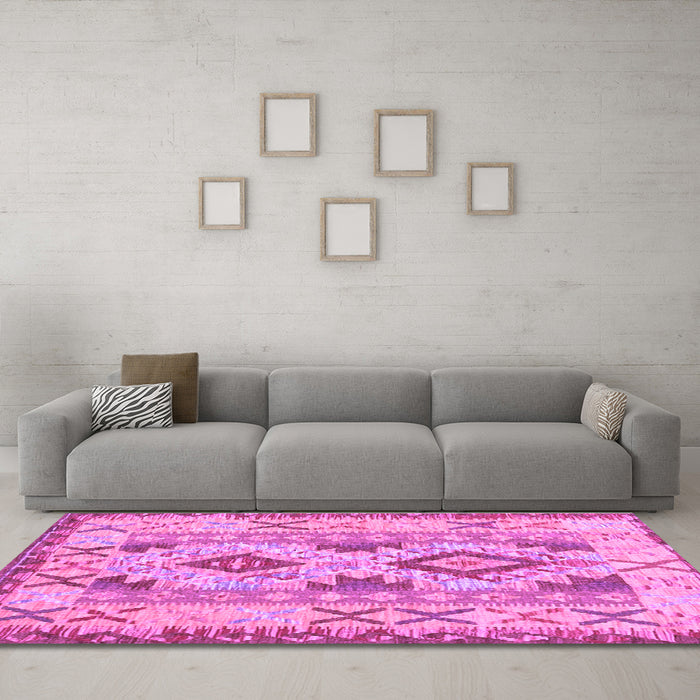 Machine Washable Abstract Purple Contemporary Area Rugs in a Living Room, wshcon2915pur