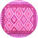 Round Machine Washable Abstract Pink Contemporary Rug, wshcon2916pnk