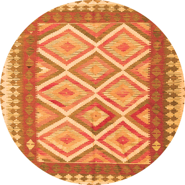 Square Abstract Orange Contemporary Rug, con2916org