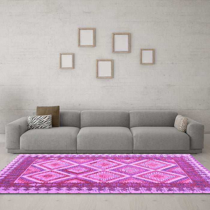 Machine Washable Abstract Purple Contemporary Area Rugs in a Living Room, wshcon2916pur