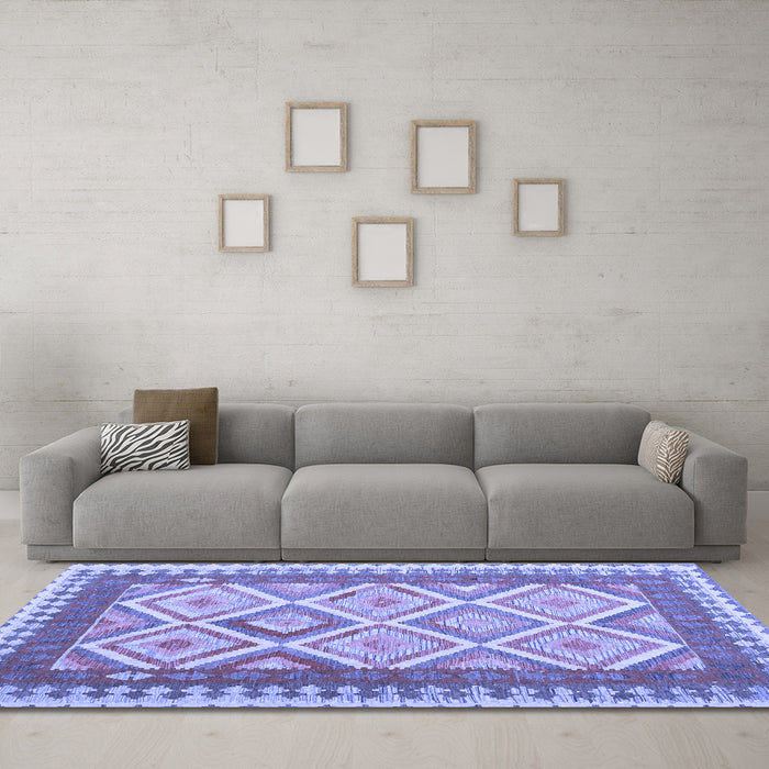 Machine Washable Abstract Blue Contemporary Rug in a Living Room, wshcon2916blu