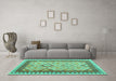 Machine Washable Abstract Turquoise Contemporary Area Rugs in a Living Room,, wshcon2916turq