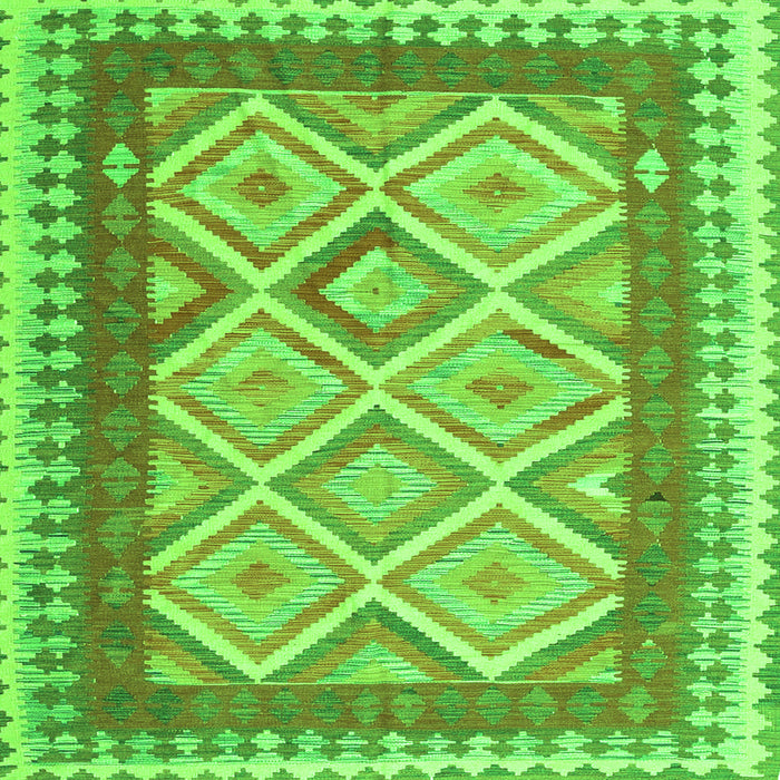 Serging Thickness of Abstract Green Contemporary Rug, con2916grn