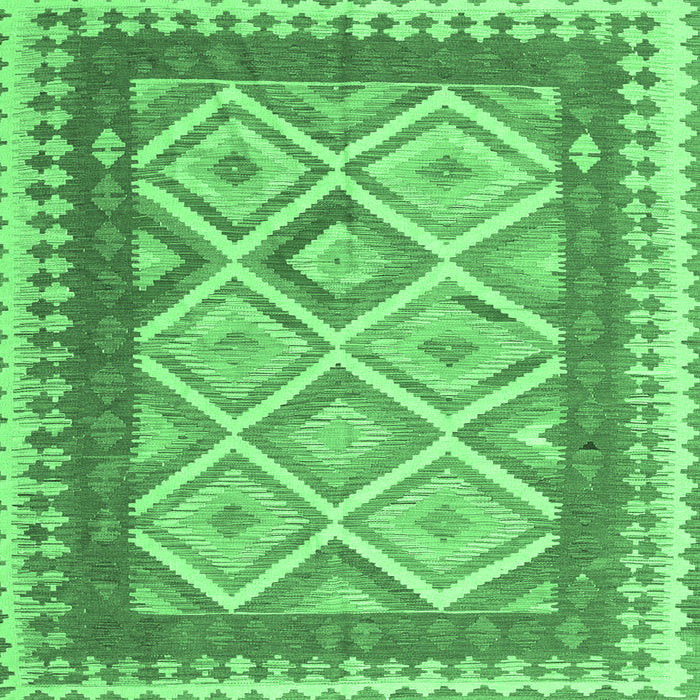 Square Machine Washable Abstract Emerald Green Contemporary Area Rugs, wshcon2916emgrn