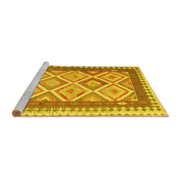 Sideview of Machine Washable Abstract Yellow Contemporary Rug, wshcon2916yw
