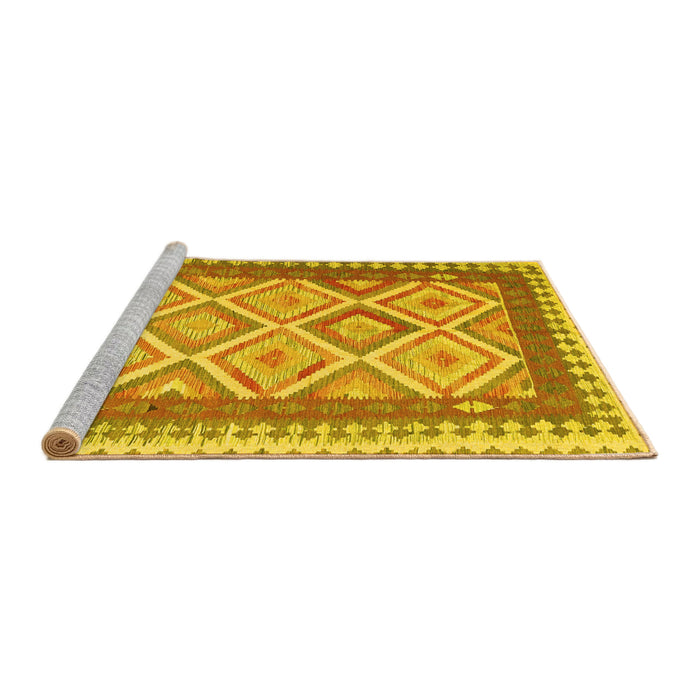Sideview of Machine Washable Abstract Yellow Contemporary Rug, wshcon2916yw