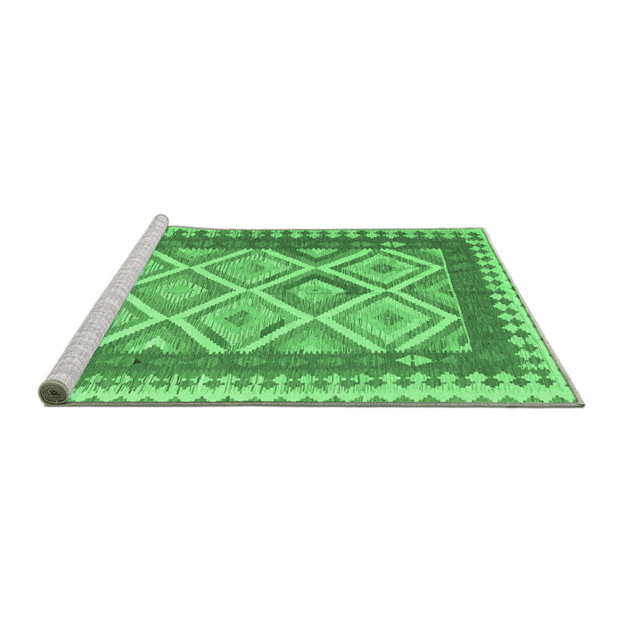 Sideview of Machine Washable Abstract Emerald Green Contemporary Area Rugs, wshcon2916emgrn