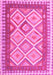 Machine Washable Abstract Pink Contemporary Rug, wshcon2916pnk