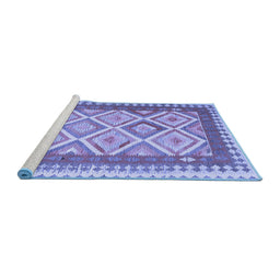Sideview of Machine Washable Abstract Blue Contemporary Rug, wshcon2916blu