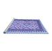 Sideview of Machine Washable Abstract Blue Contemporary Rug, wshcon2916blu