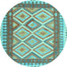 Round Machine Washable Abstract Light Blue Contemporary Rug, wshcon2916lblu