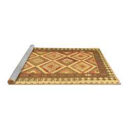 Sideview of Machine Washable Abstract Brown Contemporary Rug, wshcon2916brn