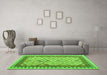 Machine Washable Abstract Green Contemporary Area Rugs in a Living Room,, wshcon2916grn