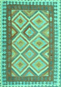 Abstract Turquoise Contemporary Rug, con2916turq