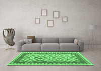 Machine Washable Abstract Emerald Green Contemporary Rug, wshcon2916emgrn