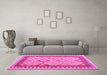 Machine Washable Abstract Pink Contemporary Rug in a Living Room, wshcon2916pnk