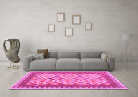 Machine Washable Abstract Pink Contemporary Rug, wshcon2916pnk