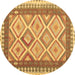 Round Machine Washable Abstract Brown Contemporary Rug, wshcon2916brn