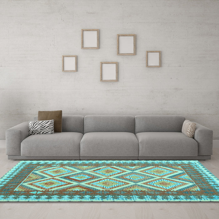 Machine Washable Abstract Light Blue Contemporary Rug in a Living Room, wshcon2916lblu