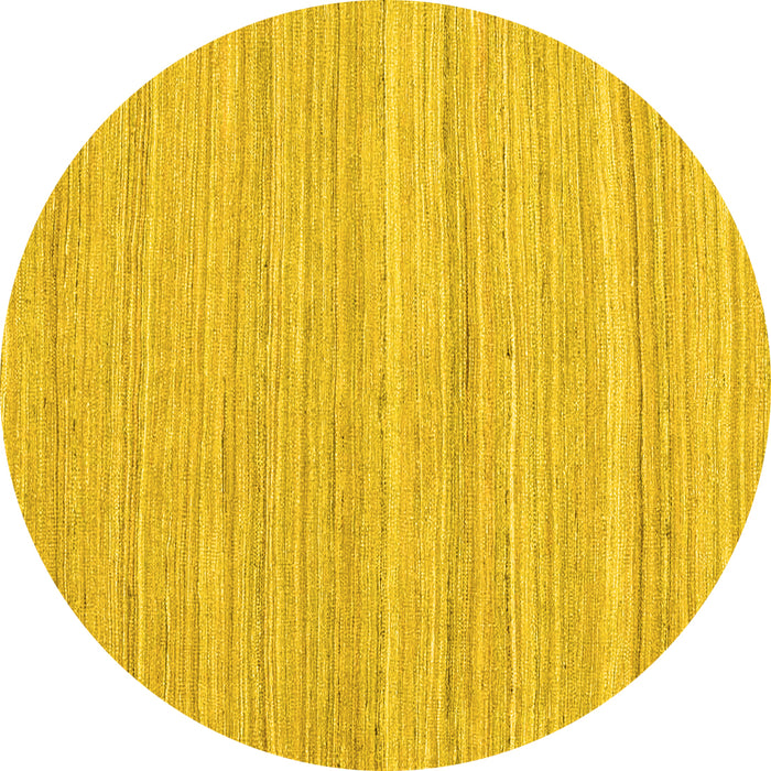 Round Machine Washable Abstract Yellow Contemporary Rug, wshcon2917yw