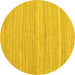 Round Machine Washable Abstract Yellow Contemporary Rug, wshcon2917yw