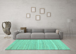 Machine Washable Abstract Turquoise Contemporary Area Rugs in a Living Room,, wshcon2917turq