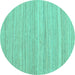 Round Abstract Turquoise Contemporary Rug, con2917turq