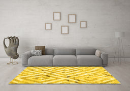 Machine Washable Southwestern Yellow Country Rug in a Living Room, wshcon2918yw