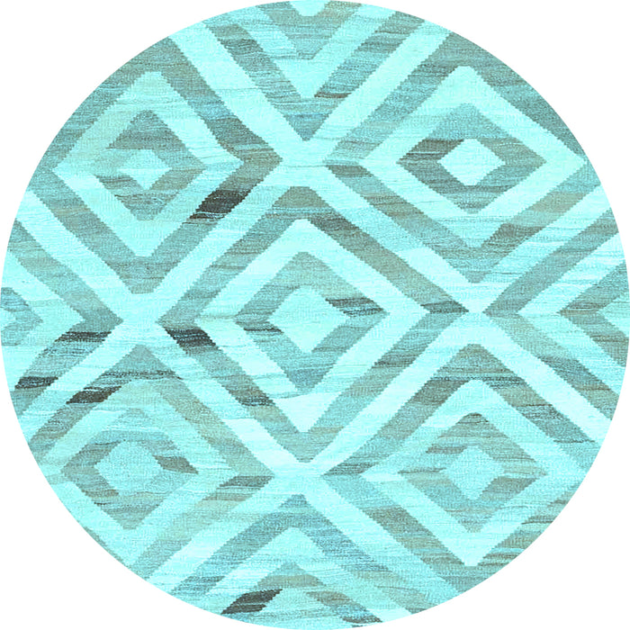 Round Southwestern Light Blue Country Rug, con2918lblu