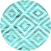 Round Southwestern Light Blue Country Rug, con2918lblu