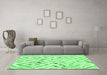 Machine Washable Southwestern Emerald Green Country Area Rugs in a Living Room,, wshcon2918emgrn