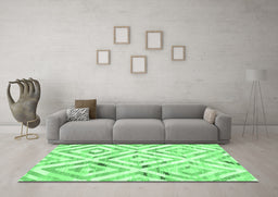 Machine Washable Southwestern Emerald Green Country Area Rugs in a Living Room,, wshcon2918emgrn