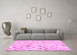 Machine Washable Southwestern Pink Country Rug in a Living Room, wshcon2918pnk