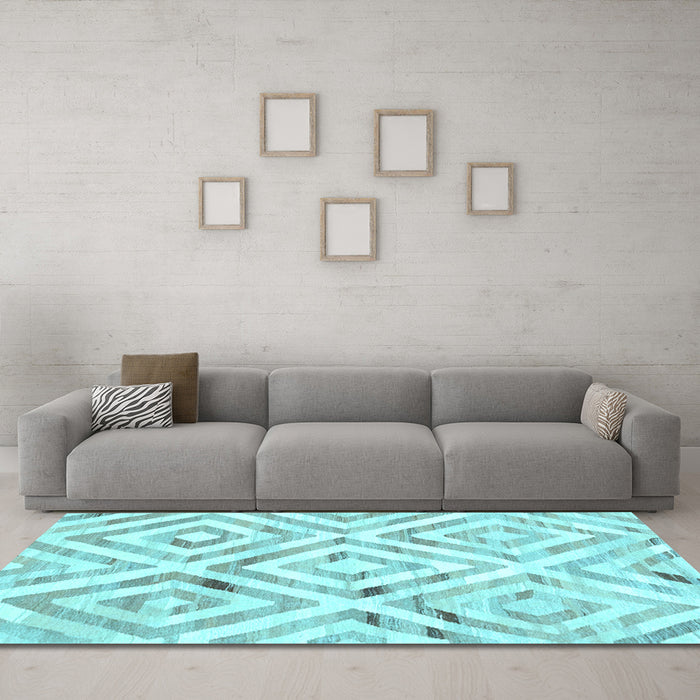 Machine Washable Southwestern Light Blue Country Rug in a Living Room, wshcon2918lblu